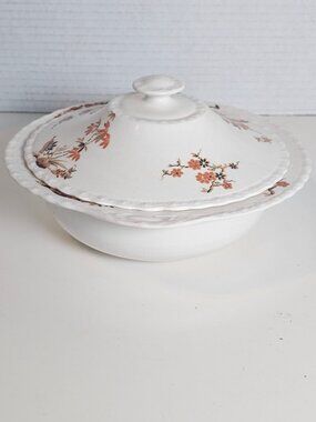 Myott Staffordshire Covered Dish - Floral Porcelain 10"